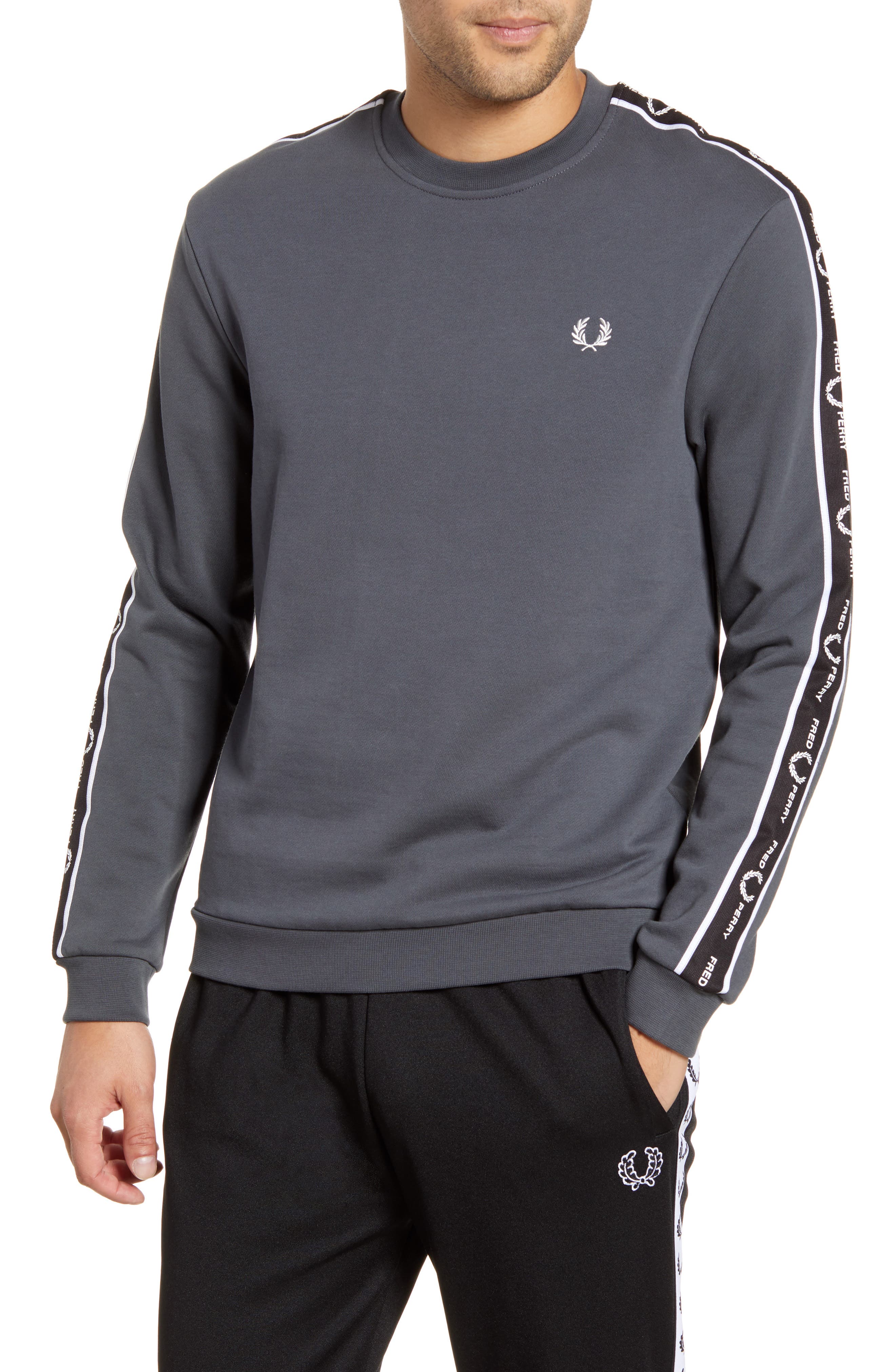 fred perry taped crew neck sweatshirt