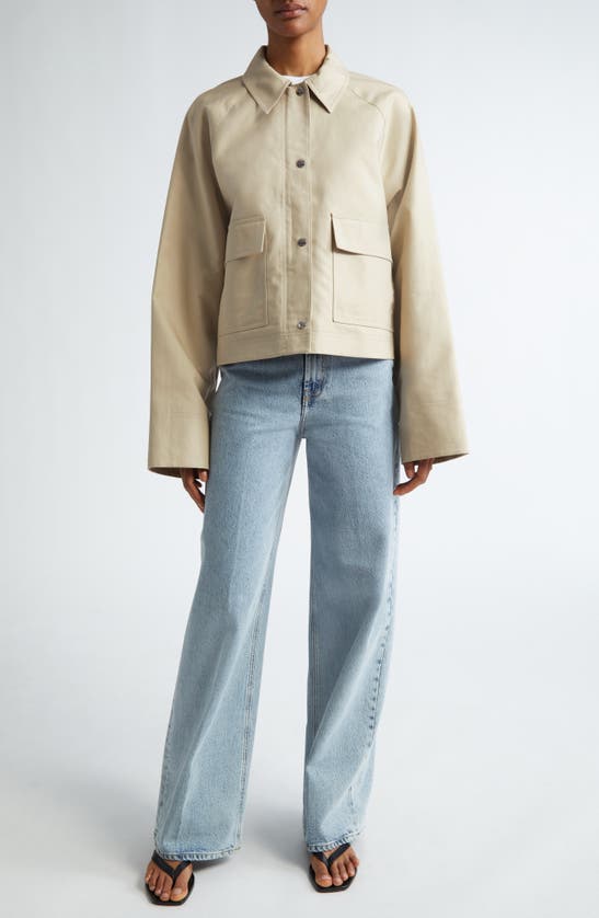 Shop Totême Toteme Oversize Crop Jacket In Sand