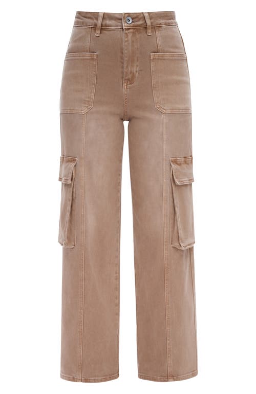 Shop Bayeas High Waist Wide Leg Cargo Jeans In Vintage Khaki