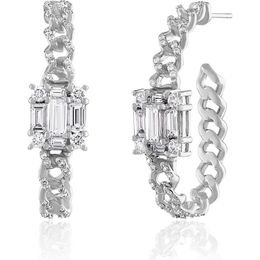 Mindi Mond Oval Link Diamond Hoop Earrings In White Gold/ Diamond