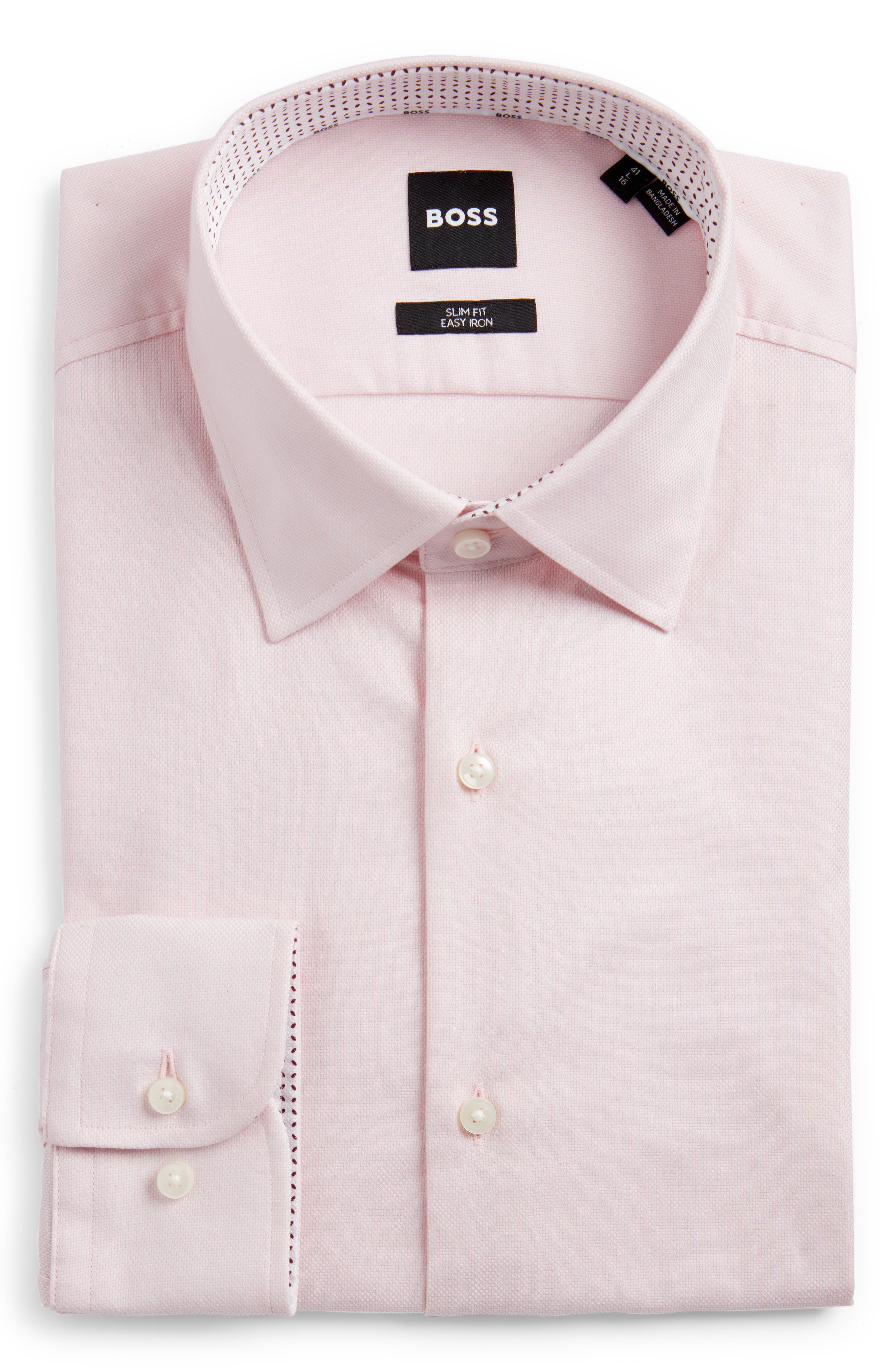 BOSS Hank Slim Fit Easy Iron Solid Stretch Dress Shirt | Nordstrom