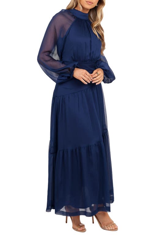 Petal And Pup Petal & Pup Julip Long Sleeve Tiered Maxi Dress In Blue