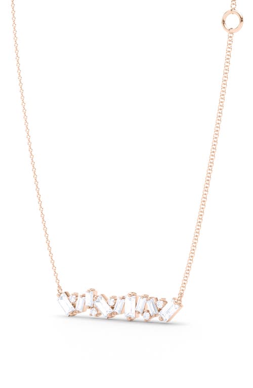 Baguette & Round Lab Created Diamond Pendant Necklace in 18K Rose Gold