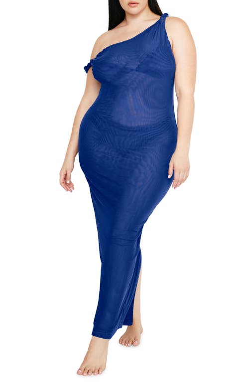 Shop Good American Mesh Twist Cover-up Maxi Dress In Capri Blue004