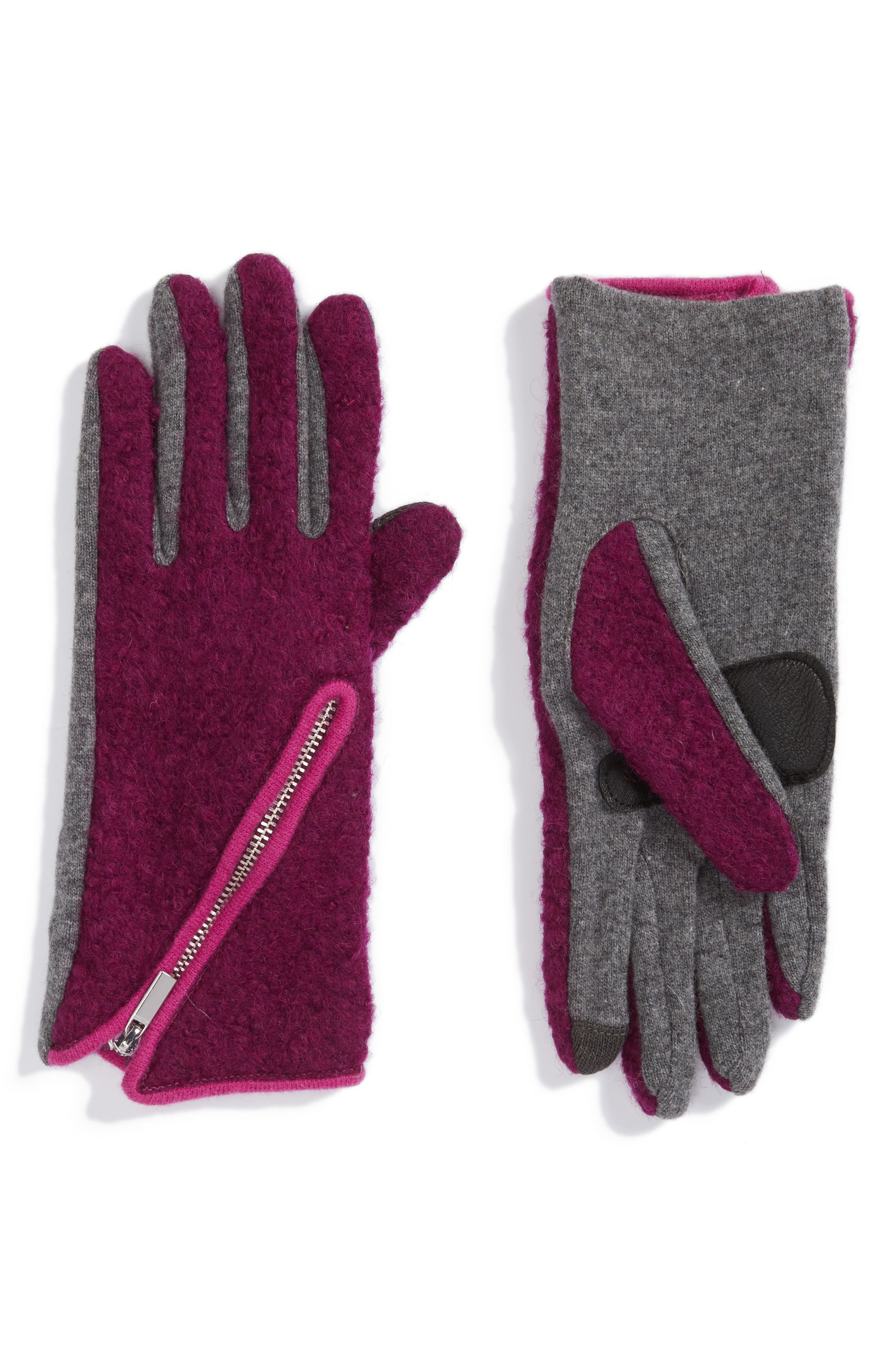 Echo 'Touch Zip Bouclé' Tech Gloves Nordstrom