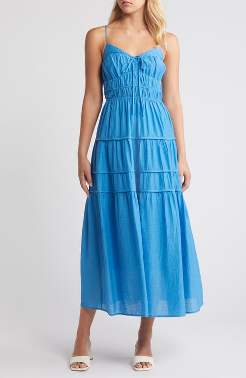 Moon River Tiered Sundress In Blue