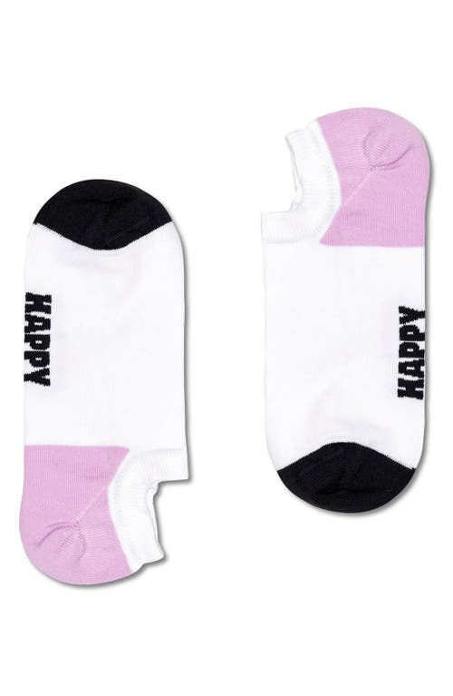 Happy Socks Checked Stripe No Show Socks In White Multi