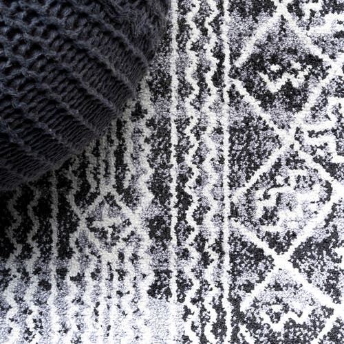 Jonathan Y Iften Moroccan Geometric Distressed Area Rug In Ivory/black