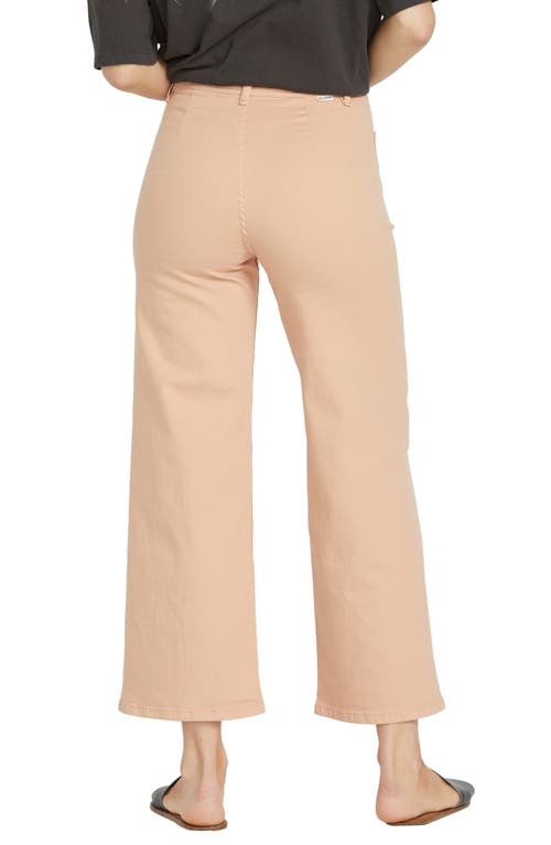 Shop Billabong Free Spirit Stretch Cotton Crop Wide Leg Pants In Clay