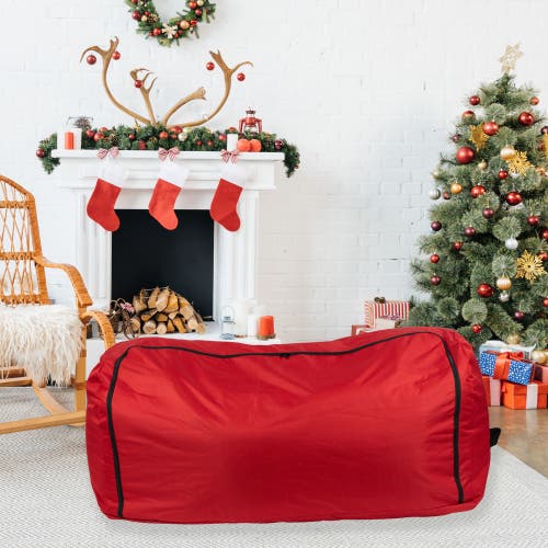 Northlight 57" Red Artificial Christmas Tree Rolling Storage Bag For Trees Up To 9ft In Red