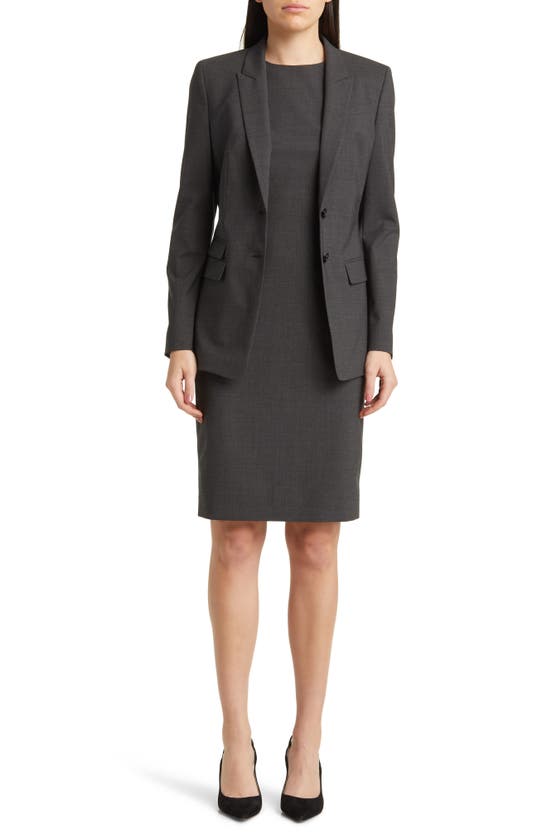 Shop Hugo Boss Boss Juicylara Virgin Wool Blazer In Charcoal