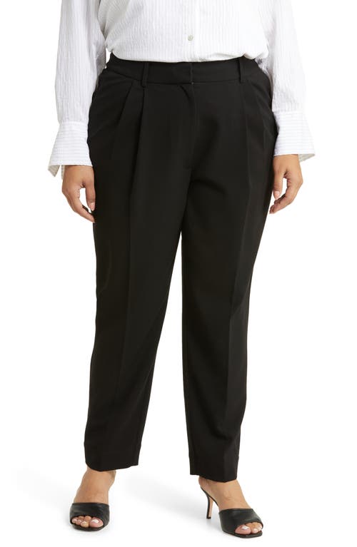 Nordstrom Pleated High Waist Straight Leg Trousers in Black