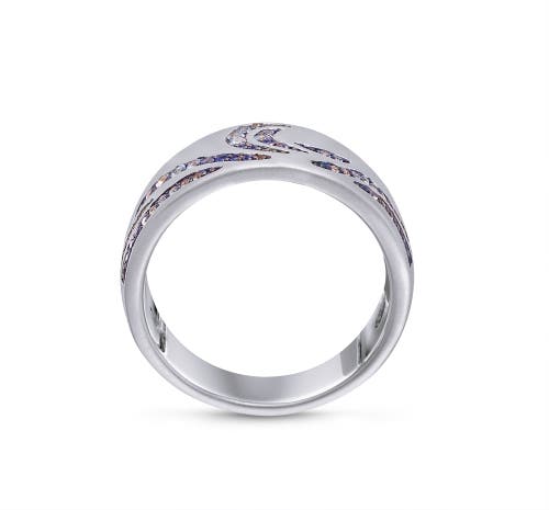 Luvmyjewelry Surf Up Sterling Sapphire & Topaz Silver Band Men Ring In Silver