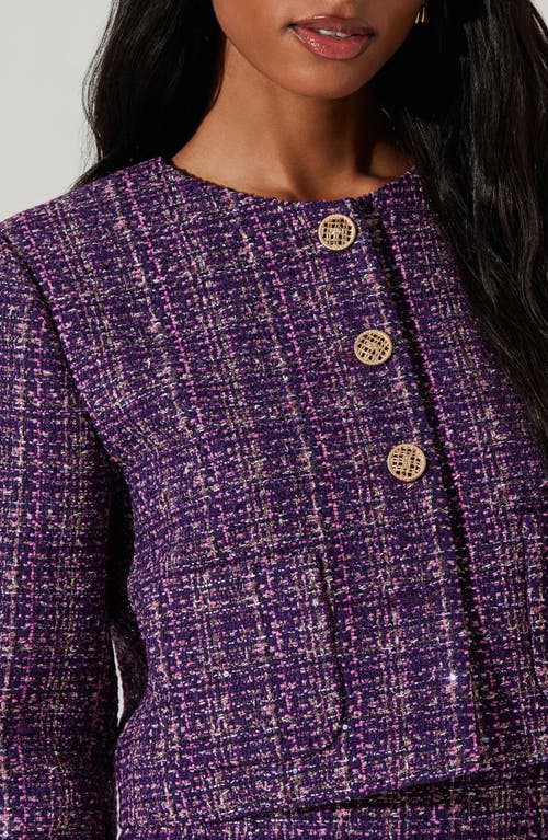 Shop Astr The Label Lyssa Tweed Jacket In Purple Black