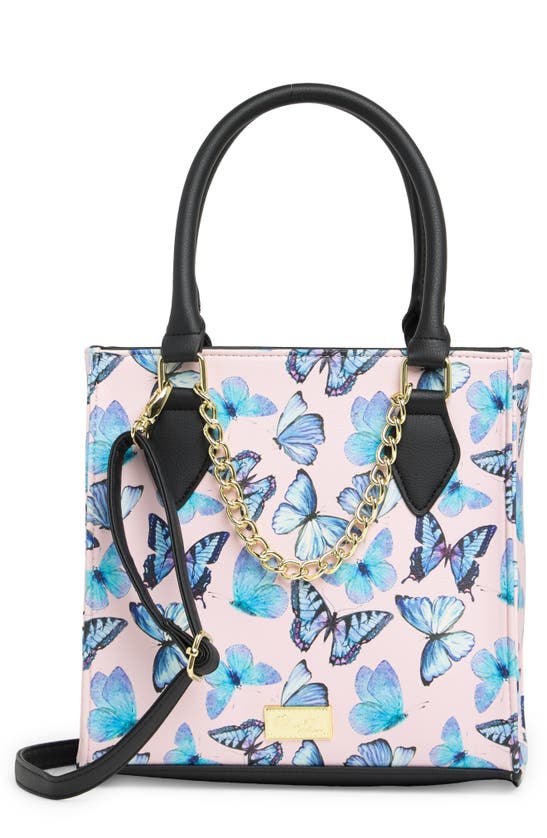 Luv Betsey By Betsey Johnson Dixon Mid Satchel In Blue Butterfly Print