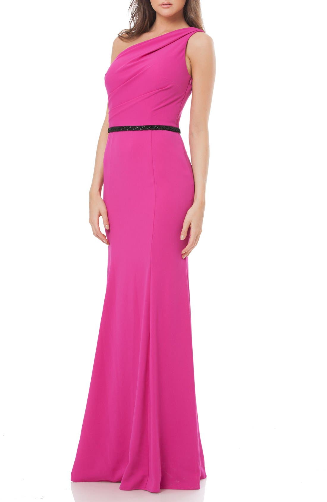 Carmen Marc Valvo Infusion One Shoulder Crepe Mermaid Gown Nordstrom