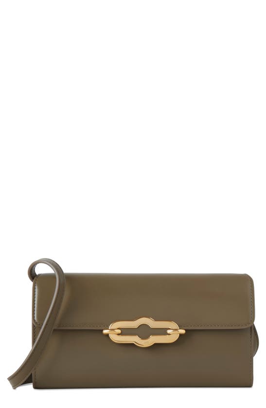 Shop Mulberry Pimlico Super Leather Wallet On A Strap In Linen Green
