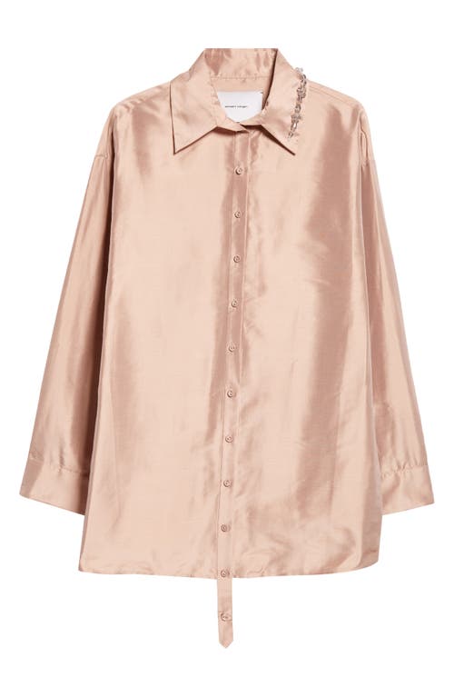 Shop Meruert Tolegen Oversize Silk Button-up Shirt In Dust Pink Silk Taffeta