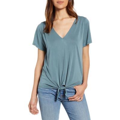 Lucky Brand Sandwash Tie Front Tee, Blue/green