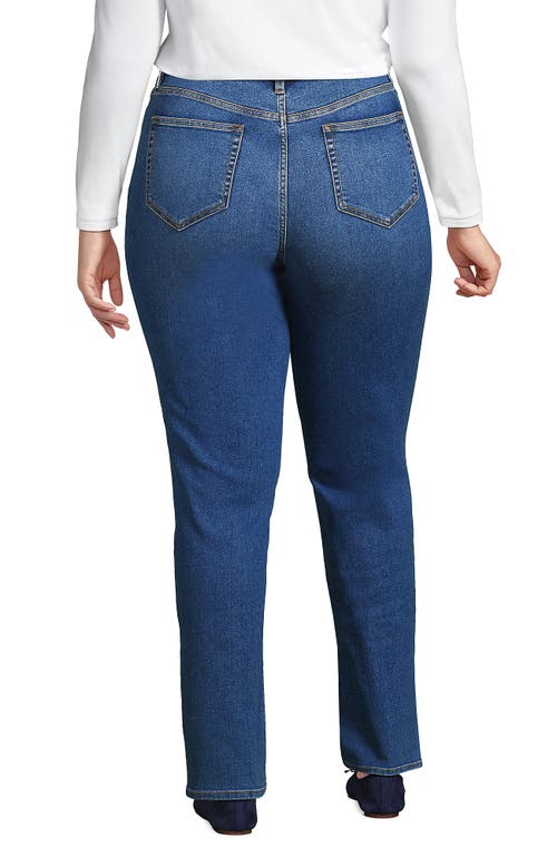 Lands' End Recover High Rise Straight Leg Blue Jeans In Indigo Tide Blue