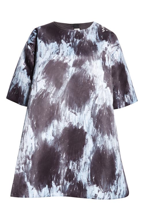 Marni Boxy Short Sleeve Shift Dress In Antique Silver