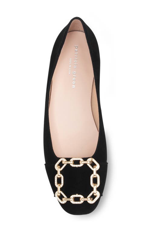 Shop Patricia Green Celine Chain Link Flat In Black Suede