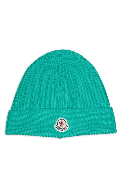 Moncler Logo Patch Beanie in Olive at Nordstrom