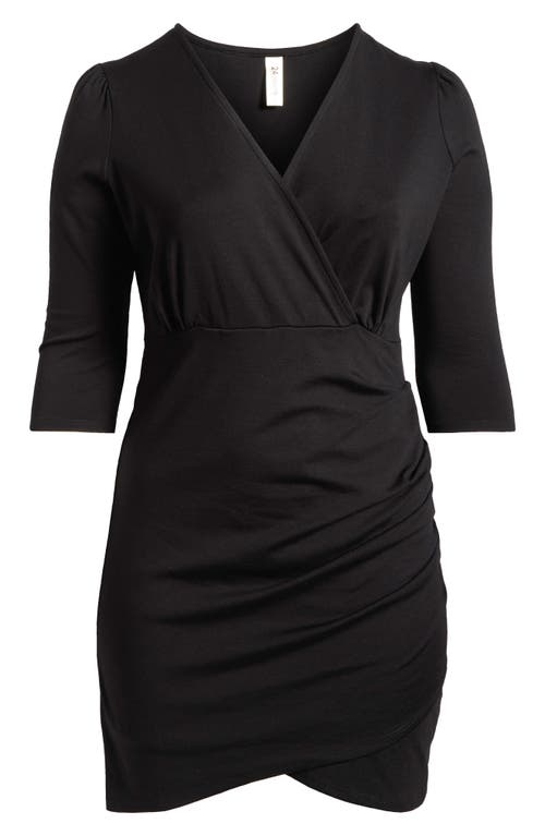 Shop 24seven Comfort Apparel Ruched Dress In Black