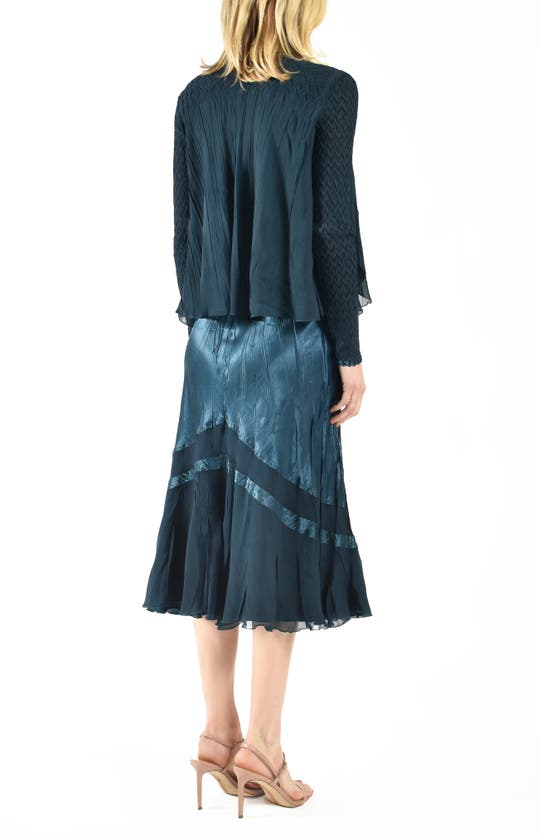 Shop Komarov Charmeuse & Chiffon Dress With Jacket In Mediterranean