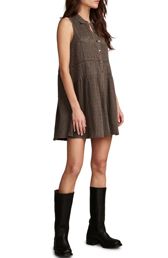 Shop Lucky Brand Embroidered Cotton Shift Dress In Raven