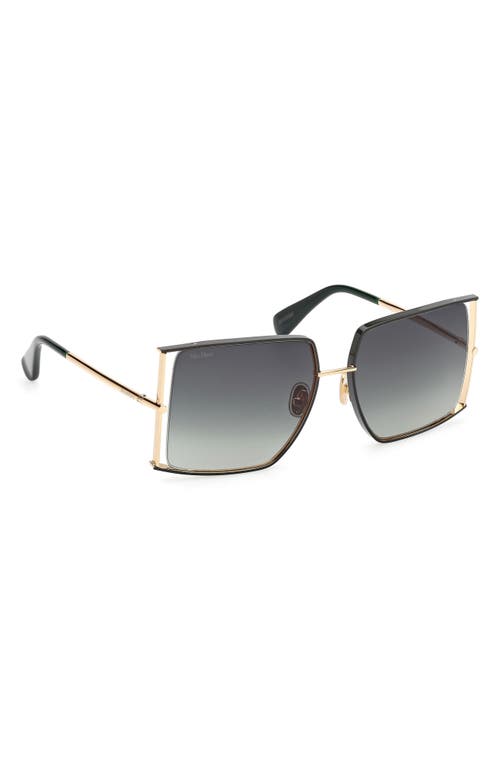 Max Mara Jean Square Sunglasses, 58mm In Deep Gold/deep Green/green