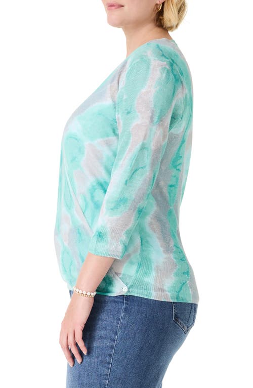 Shop Nic + Zoe Nic+zoe Watercolor Waves Cardigan In Aqua Multi