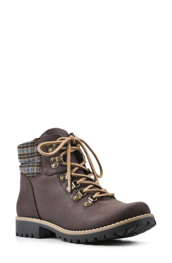 White Mountain Footwear Pathfield Lace-up Bootie In Dk Brown/ Fabric/ Brow
