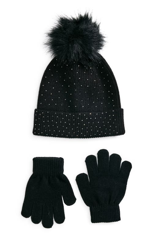 Shop Capelli New York Kids' Hat & Gloves Set In Black