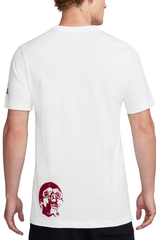 Shop Jordan Flight Skull Graphic T-shirt In White/ Team Red/ Team Red