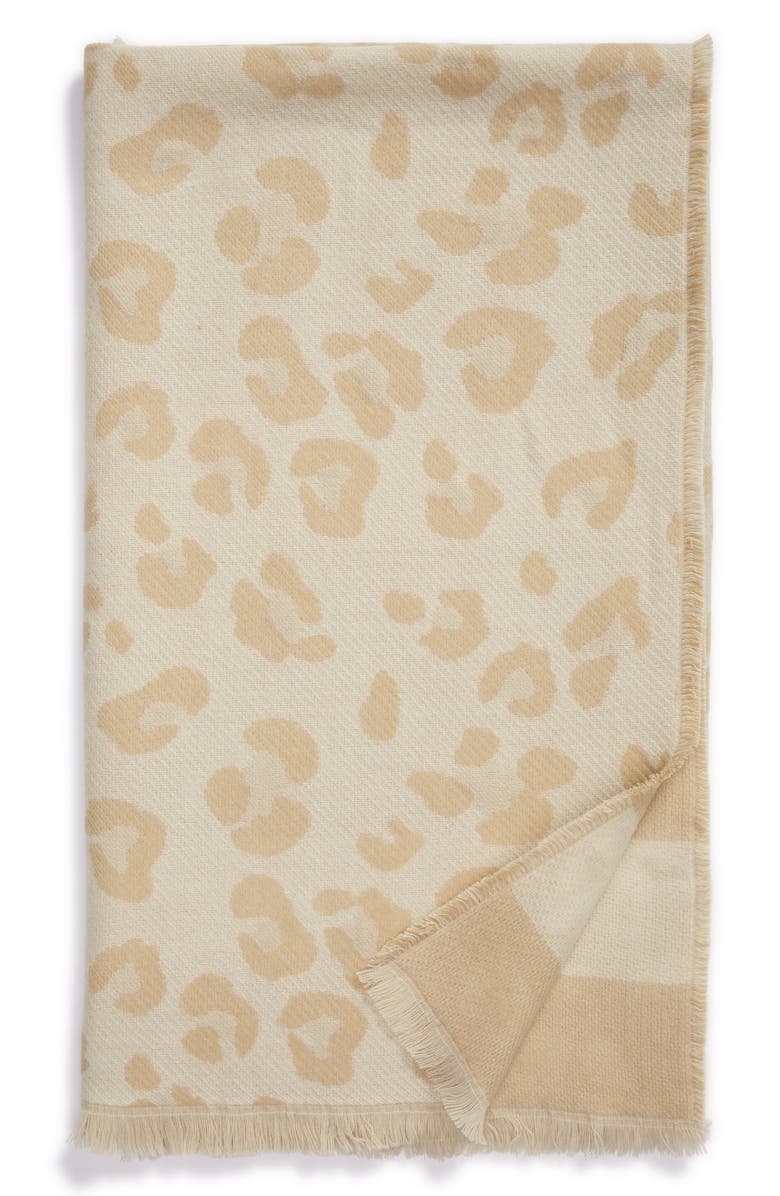 NORDSTROM Reversible Jacquard Throw Blanket, Main, color, BEIGE OATMEAL ANIMAL MULTI