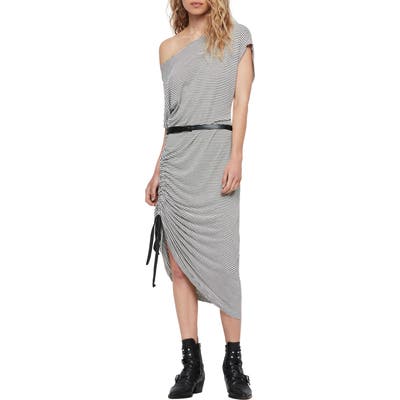 Allsaints Brea Stripe Asymmetrical Dress, Blue