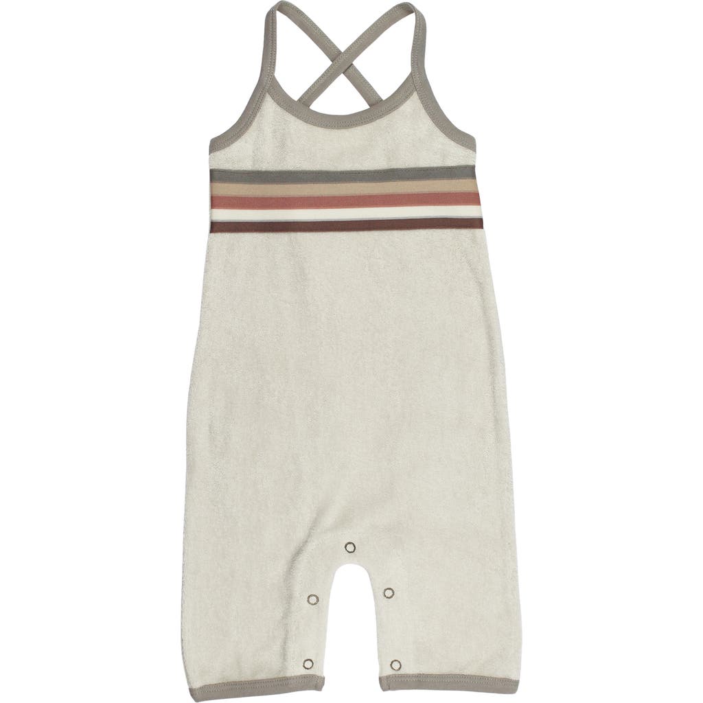 L'ovedbaby Stripe Appliqué Sleeveless Organic Cotton Terry Dungarees In Ivory/neutrals