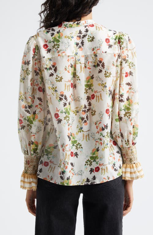 Shop Alice And Olivia Alice + Olivia Ilan Floral Cotton & Silk Button-up Shirt In Blush Kiss