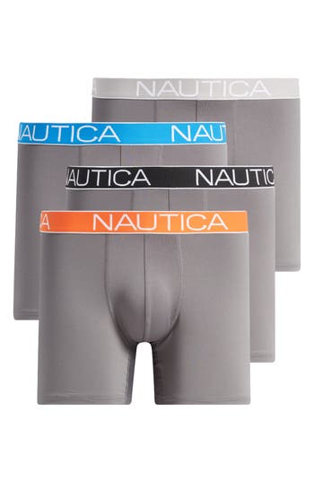 Nautica 4-pack Micro Boxer Briefs In Lead W/assorted Waistbands