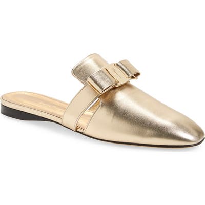 Salvatore Ferragamo Briza Bow Loafer Mule C - Metallic