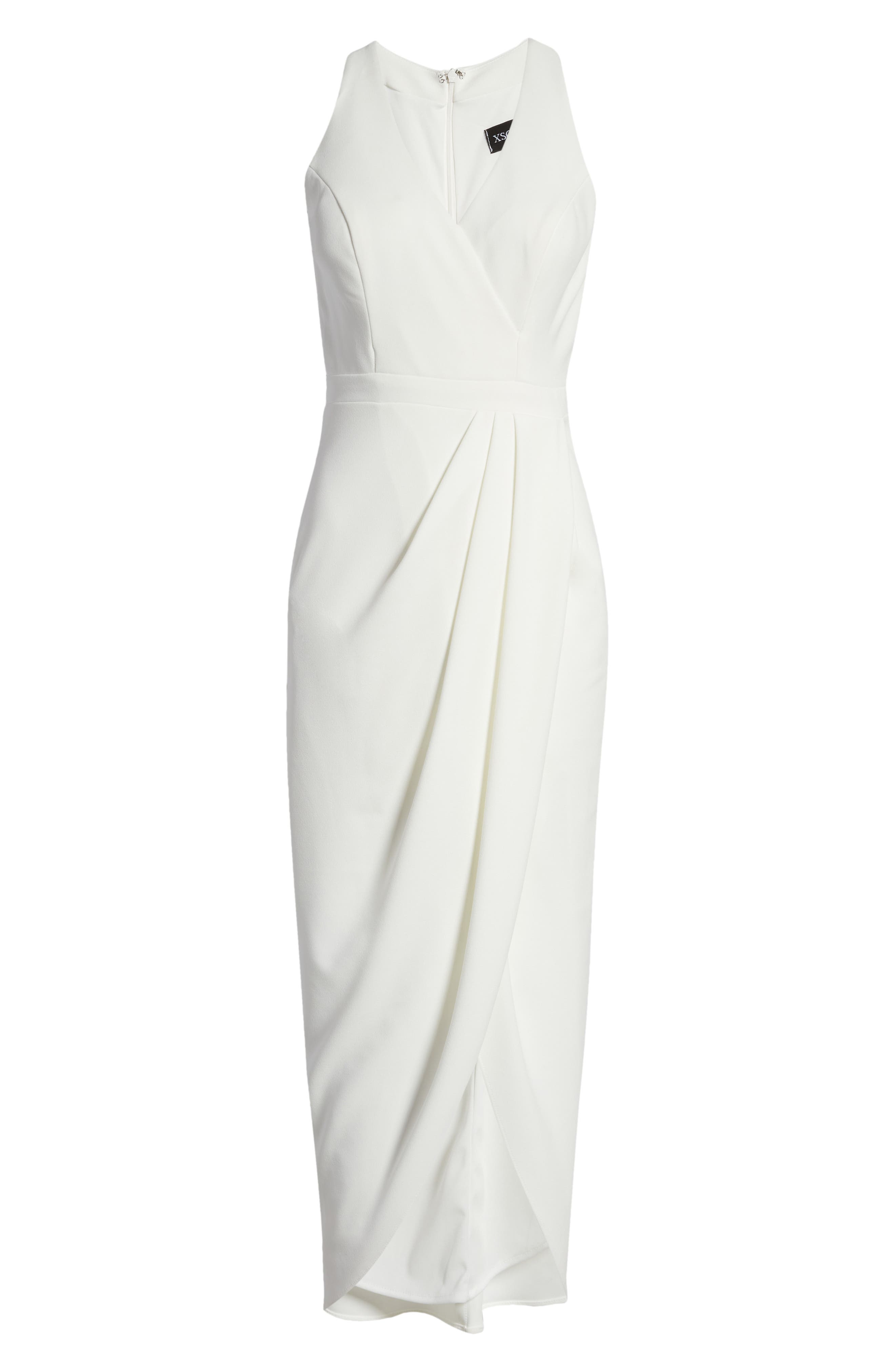xscape flounce midi dress