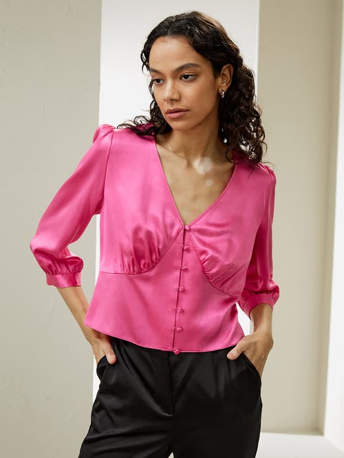 Lilysilk X Sonia Fitted Retro Corset Silk Top In Pink