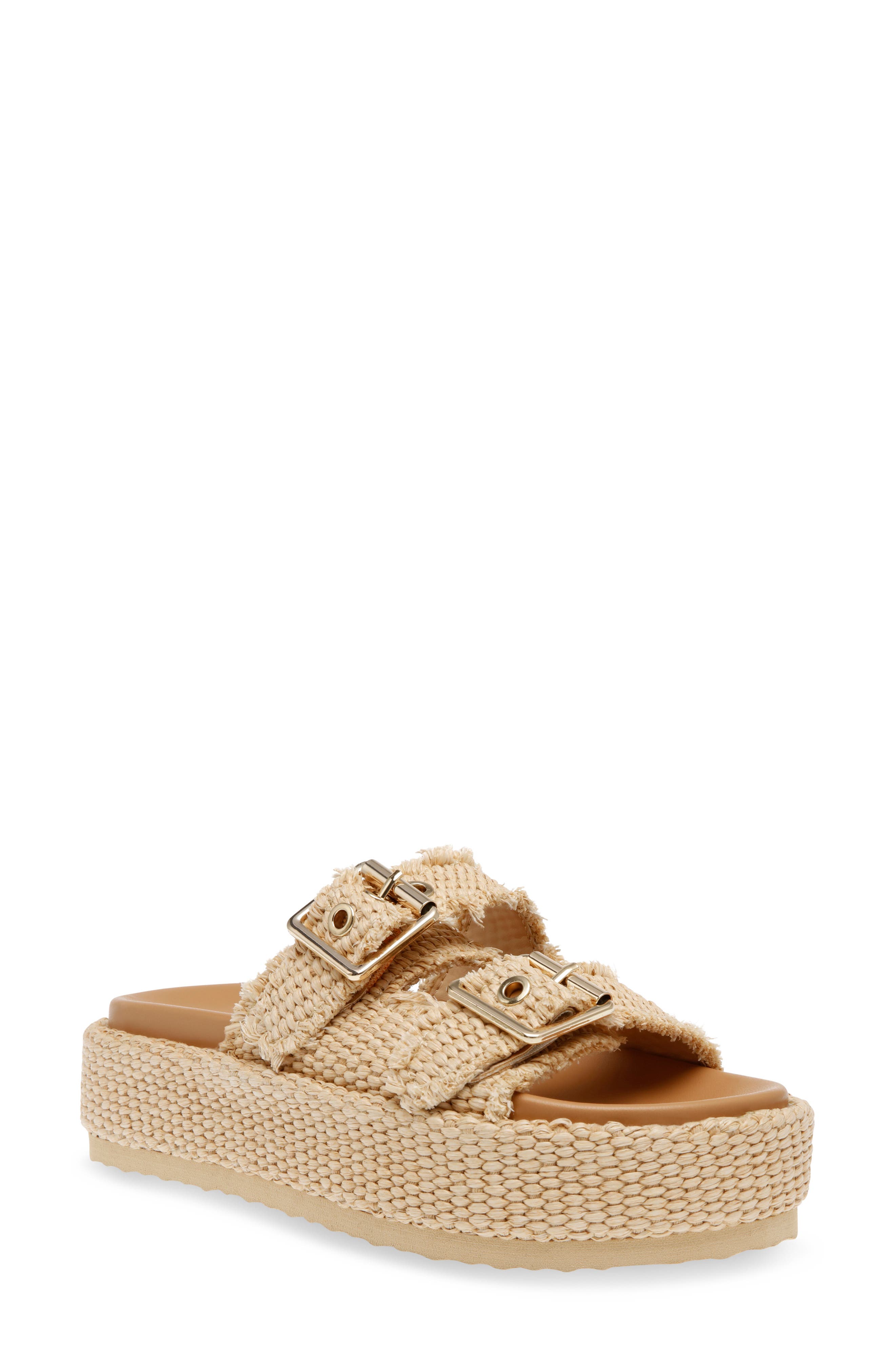 Steve Madden Karrigan Raffia Platform Slide Sandal (Women) Nordstrom