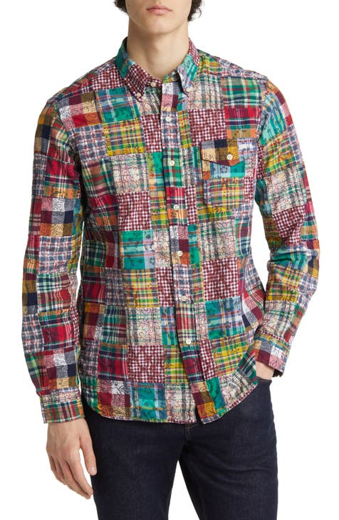 Polo Ralph Lauren Plaid Patchwork Madras Button-Down Shirt | Nordstrom