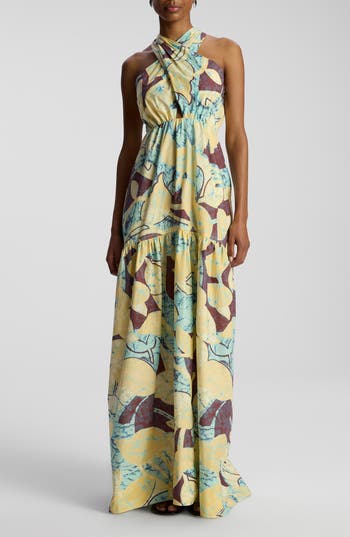 Shop A.l.c . Veronica Halter Dress In Carob/chardonnay