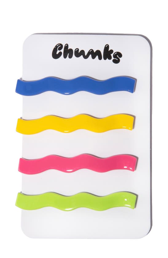 Shop Chunks Shannons Waves Assorted 4-pack Slide Barrettes In Multi Blue