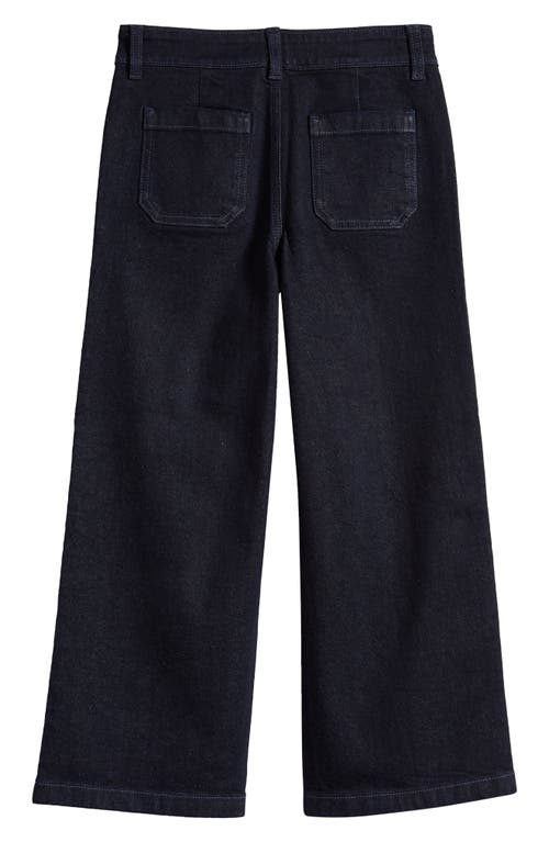 Shop Nordstrom Kids' Crop Wide Leg Jeans In Dark Blue Wash