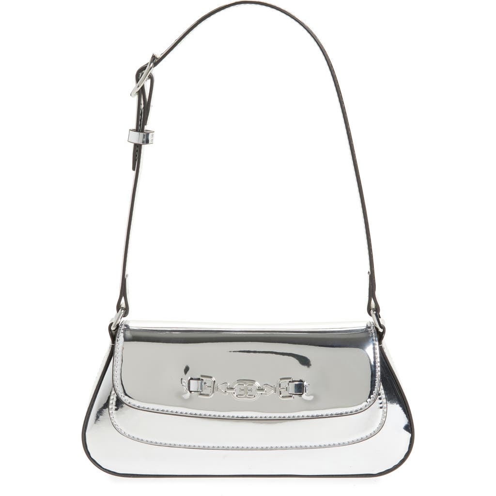 Sam Edelman Small Loraine Metallic Faux Leather Shoulder Bag in Silver