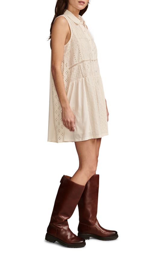 Shop Lucky Brand Embroidered Cotton Shift Dress In Turtledove